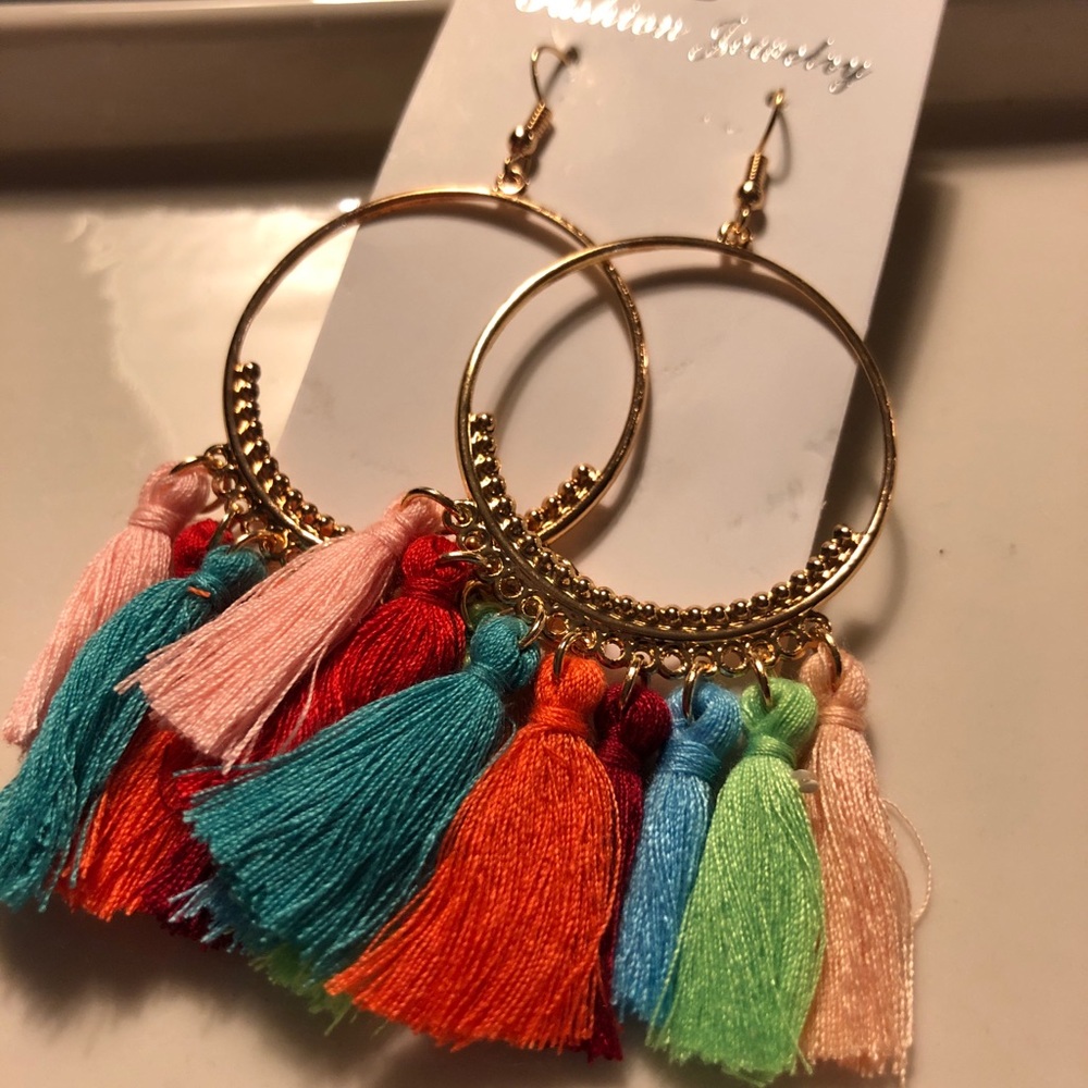Boho Multi-color earrings - Picture 2 of 2